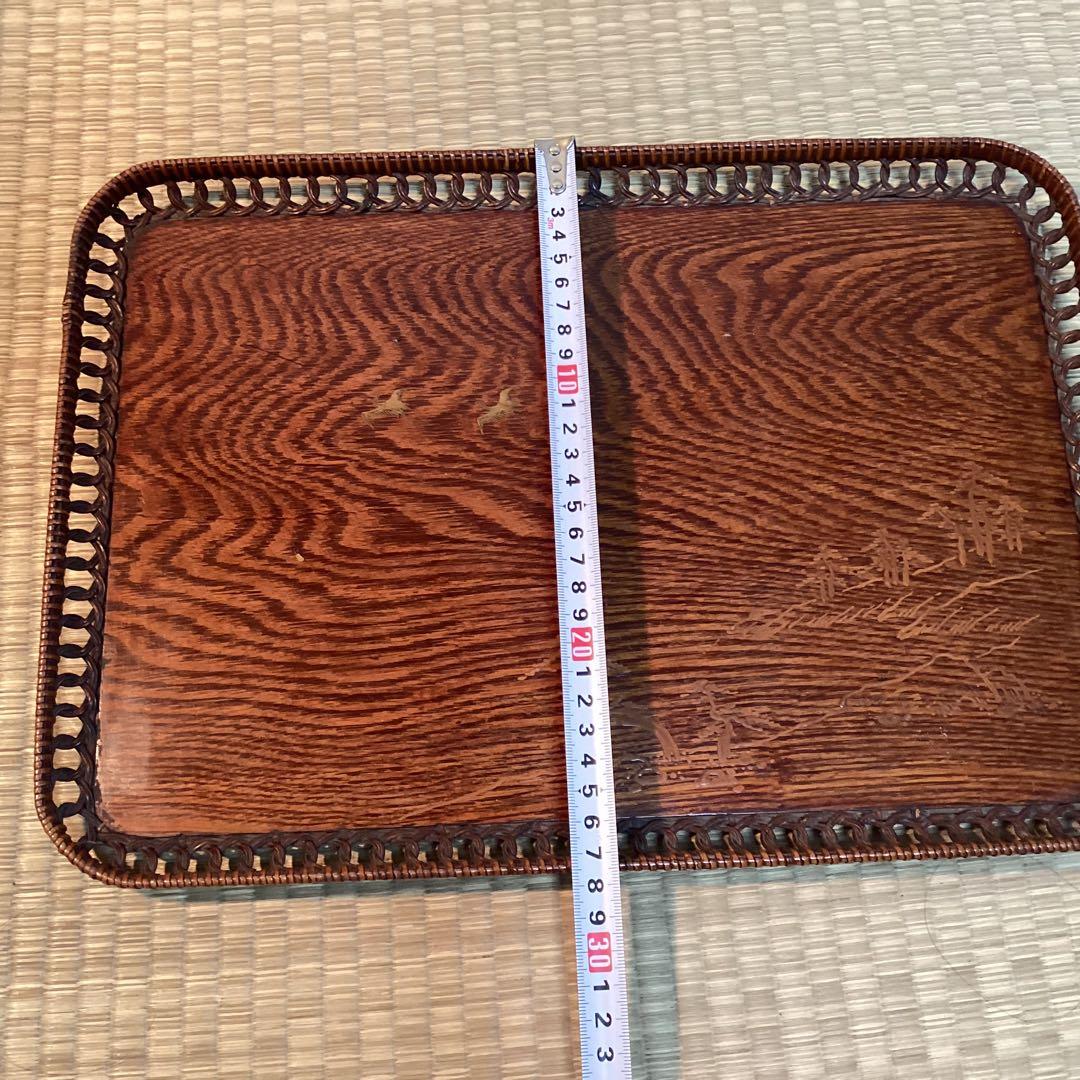 煎茶盆　③ 編み込み縁取り四方盆