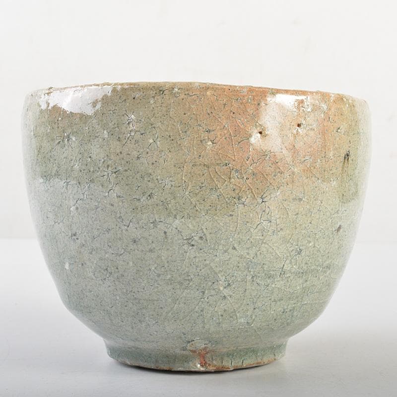 茶道具　登窯　木村盛和作　自然灰釉　茶碗　共布共箱　C　R7477