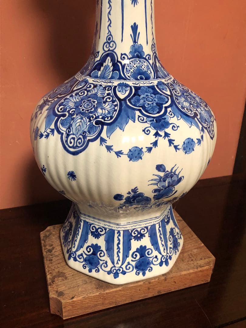 最終価格　存在感抜群の特大時代物デルフト染付花瓶