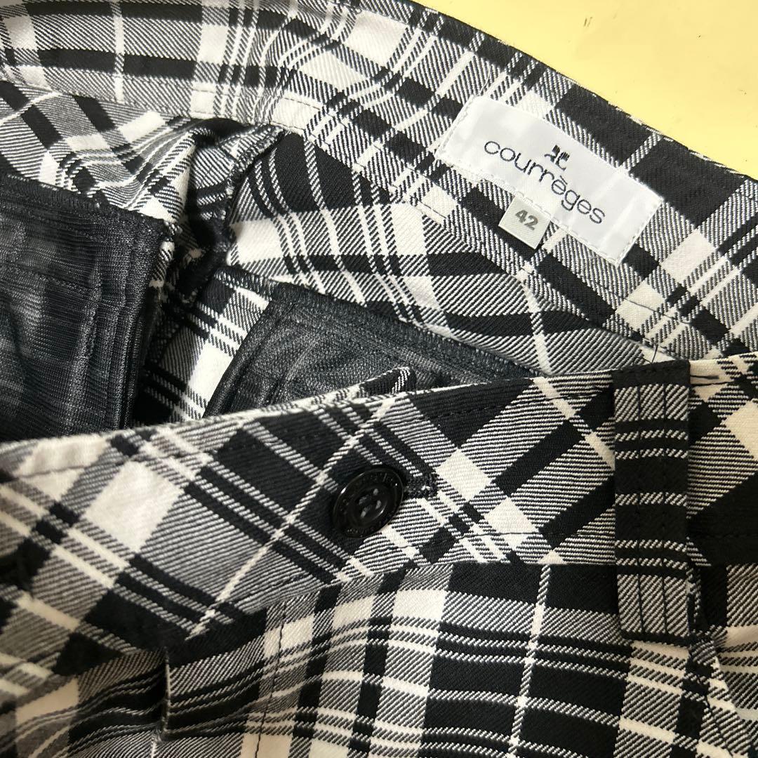 美品クレージュミニスカートゴルフスポーツ42 XL相当ブラックホワイトチェック