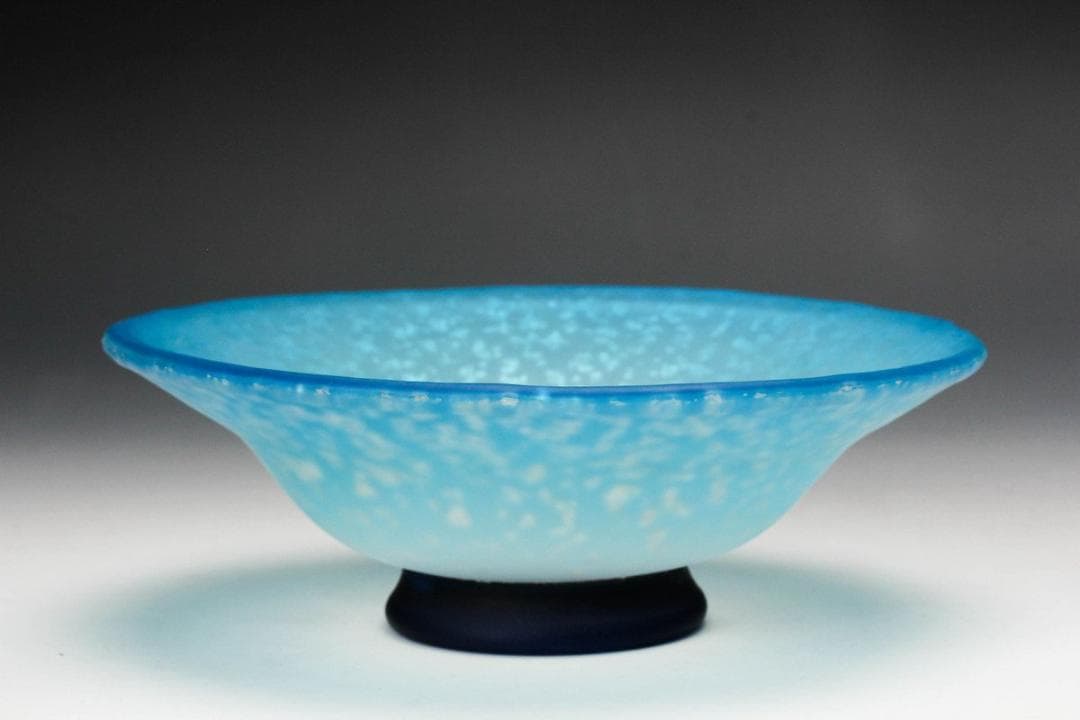 新倉晴比古　義山朝顔平茶碗　共箱有り　茶道具