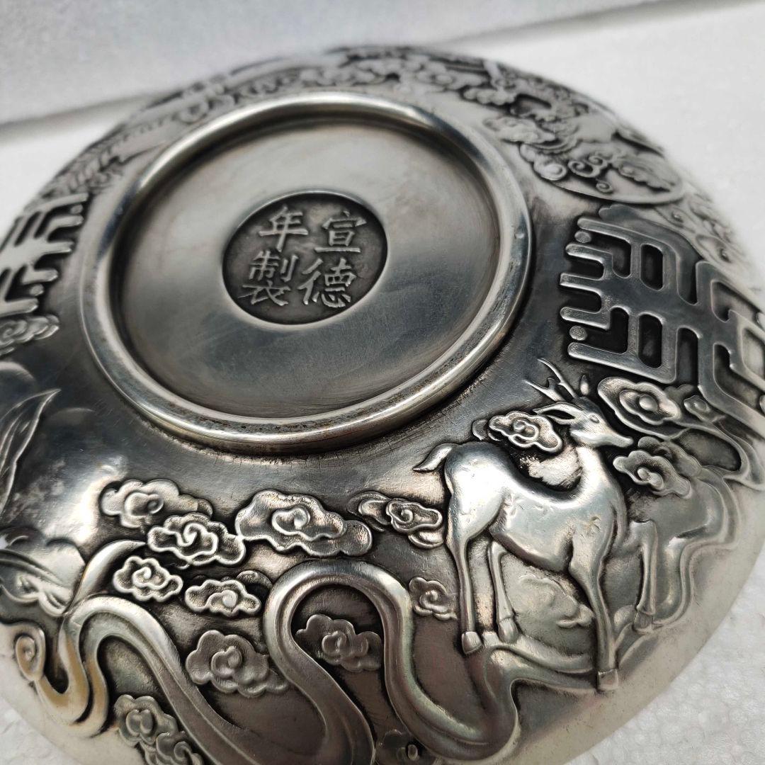 銅器 重工 彫刻 祥雲瑞獣麒麟銅盤 装飾品 工芸品 美術品 置物