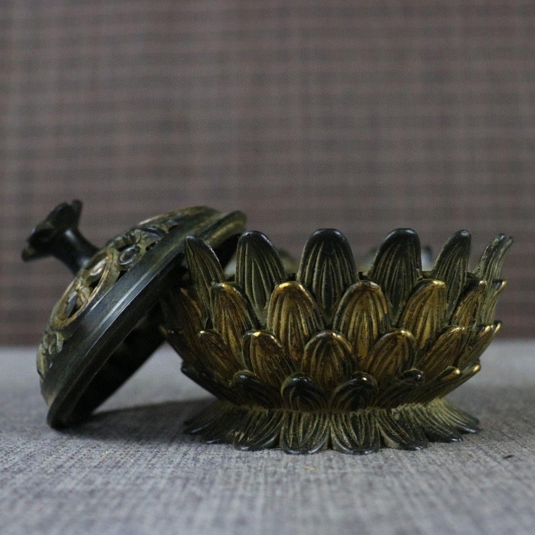銅器 香炉 蓮華香炉 沈香檀香炉 香道具 装飾品 工芸品 置物
