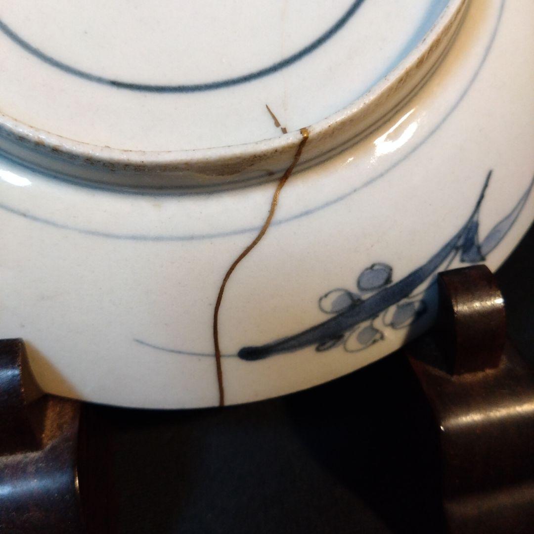 古伊万里染付鹿紅葉文皿