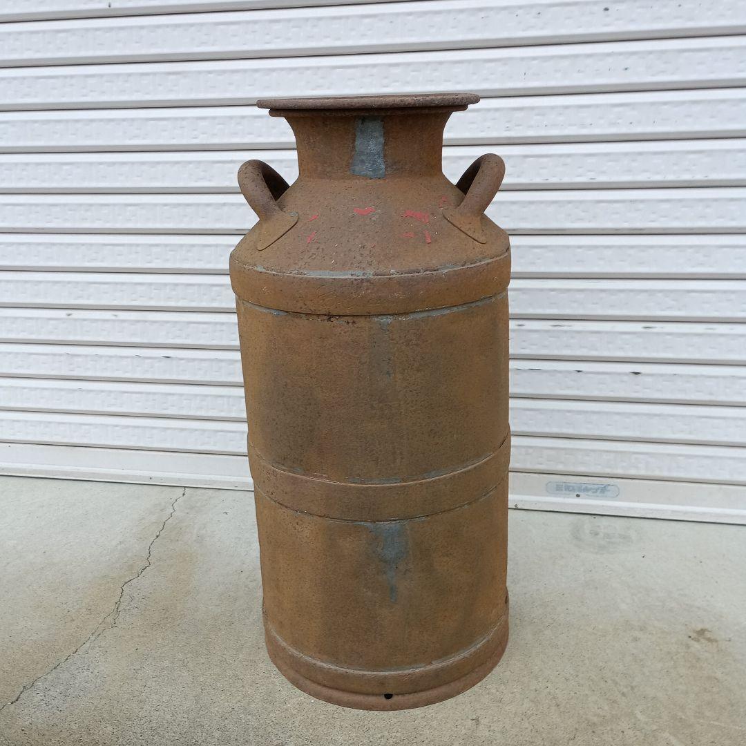 アンティークミルク缶 金属製 茶色