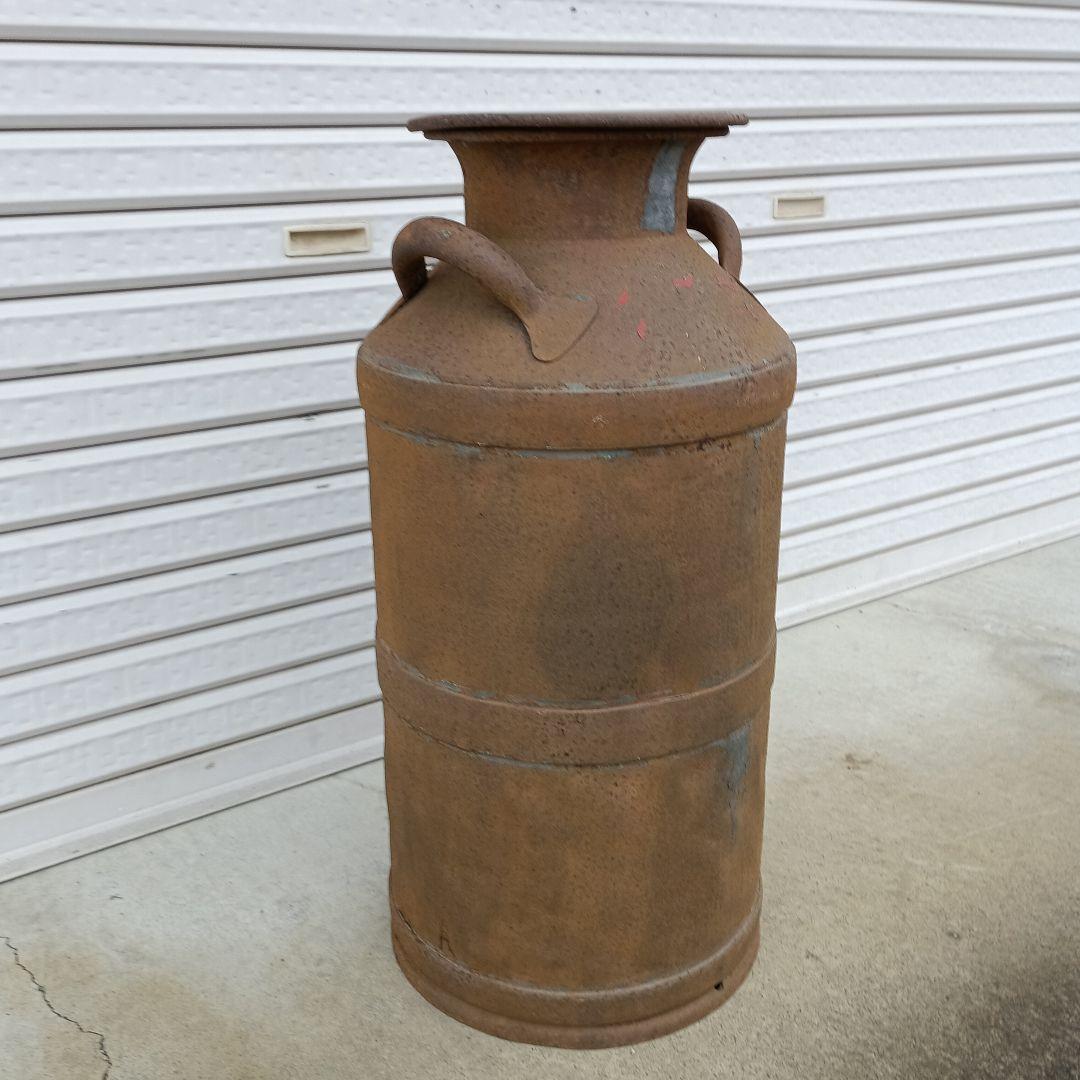 アンティークミルク缶 金属製 茶色
