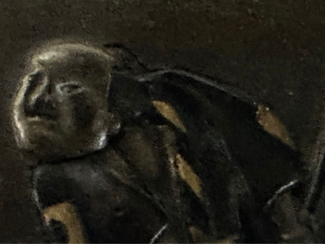 時代 前金具 煙草入 かます 銅製 彫金 金工 象嵌 根付 提物 目貫 妖怪