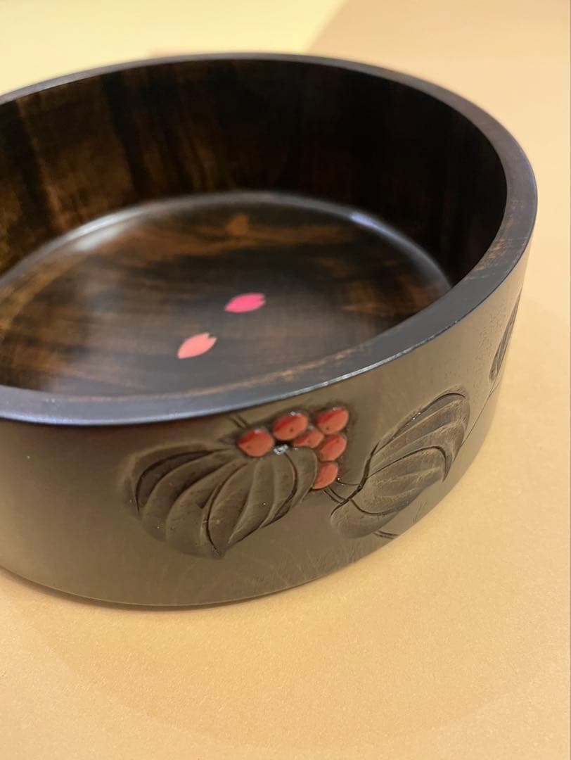 川添日記　重箱　草木彫　漆器