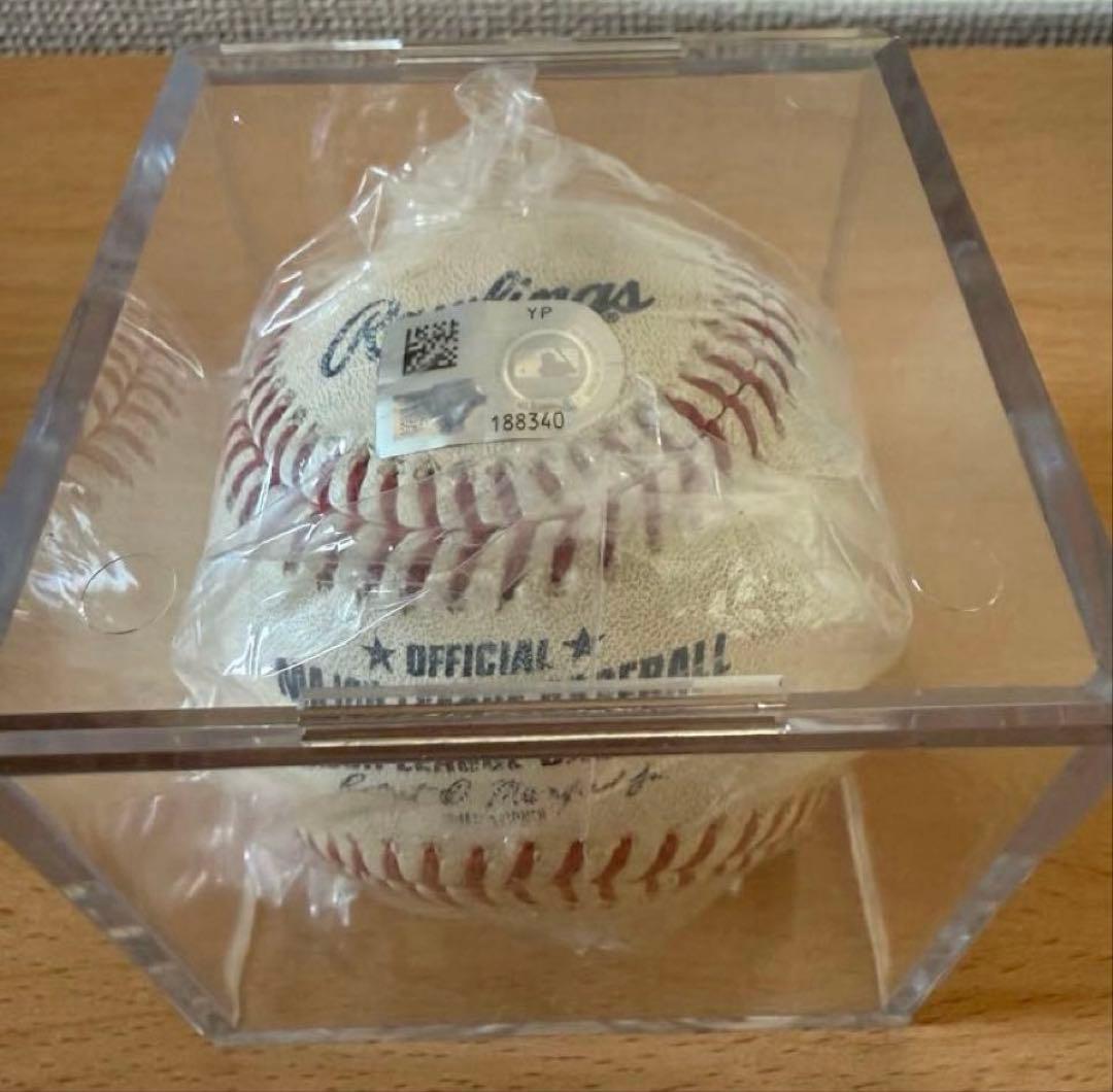 MLB 大谷翔平選手 対レンジャース戦 実使用球 マイクトラウト捕球