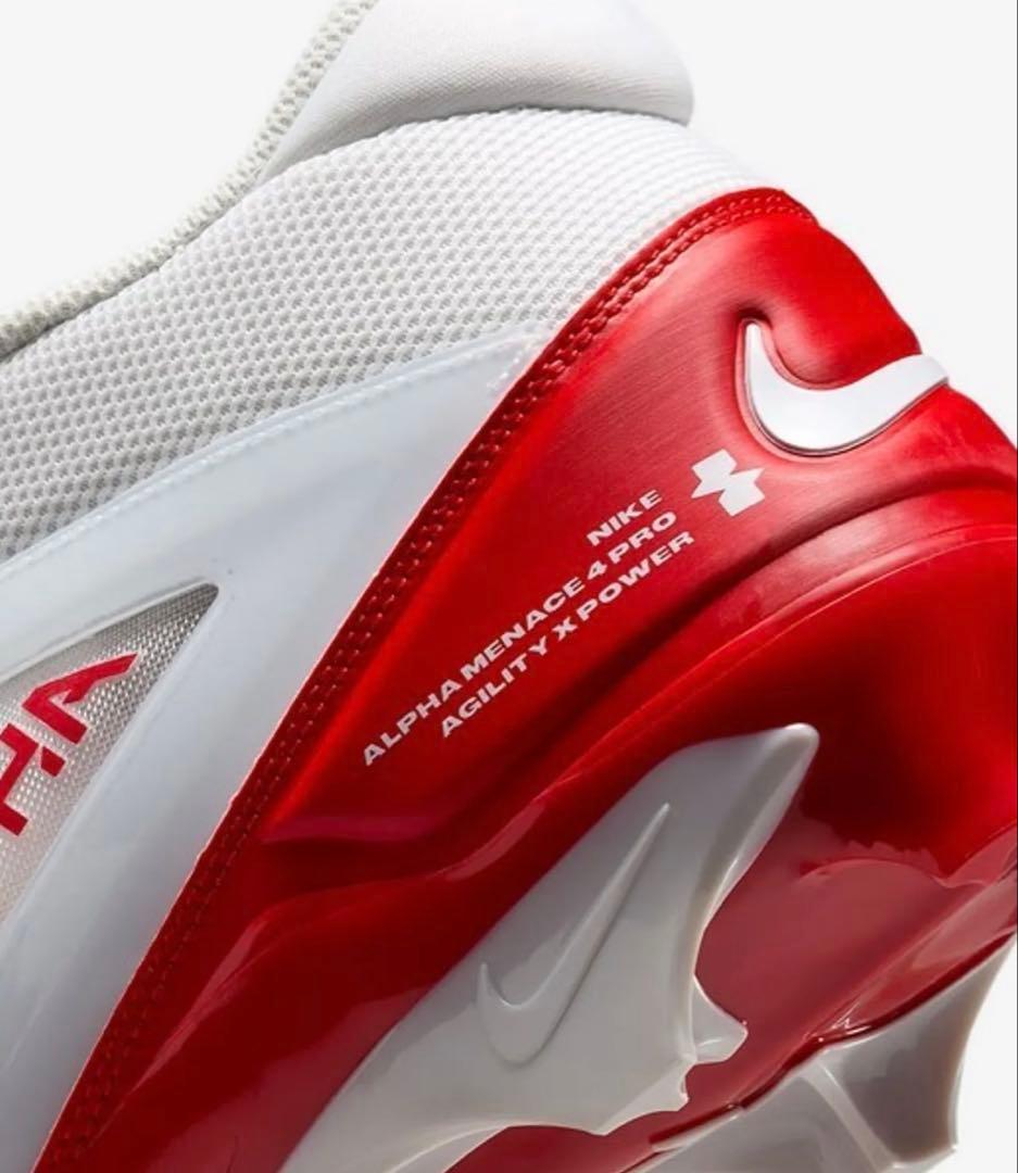 ナイキ 27 アルファメナス プロ アメフト スパイク シューズ 靴 白 赤