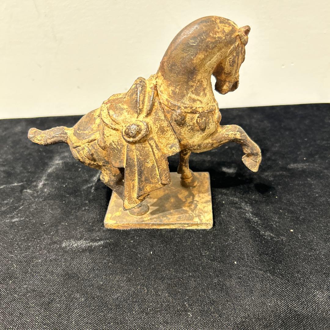 清朝期　紅穂 紅鞍 彫刻文様　清供雅玩　鉄製