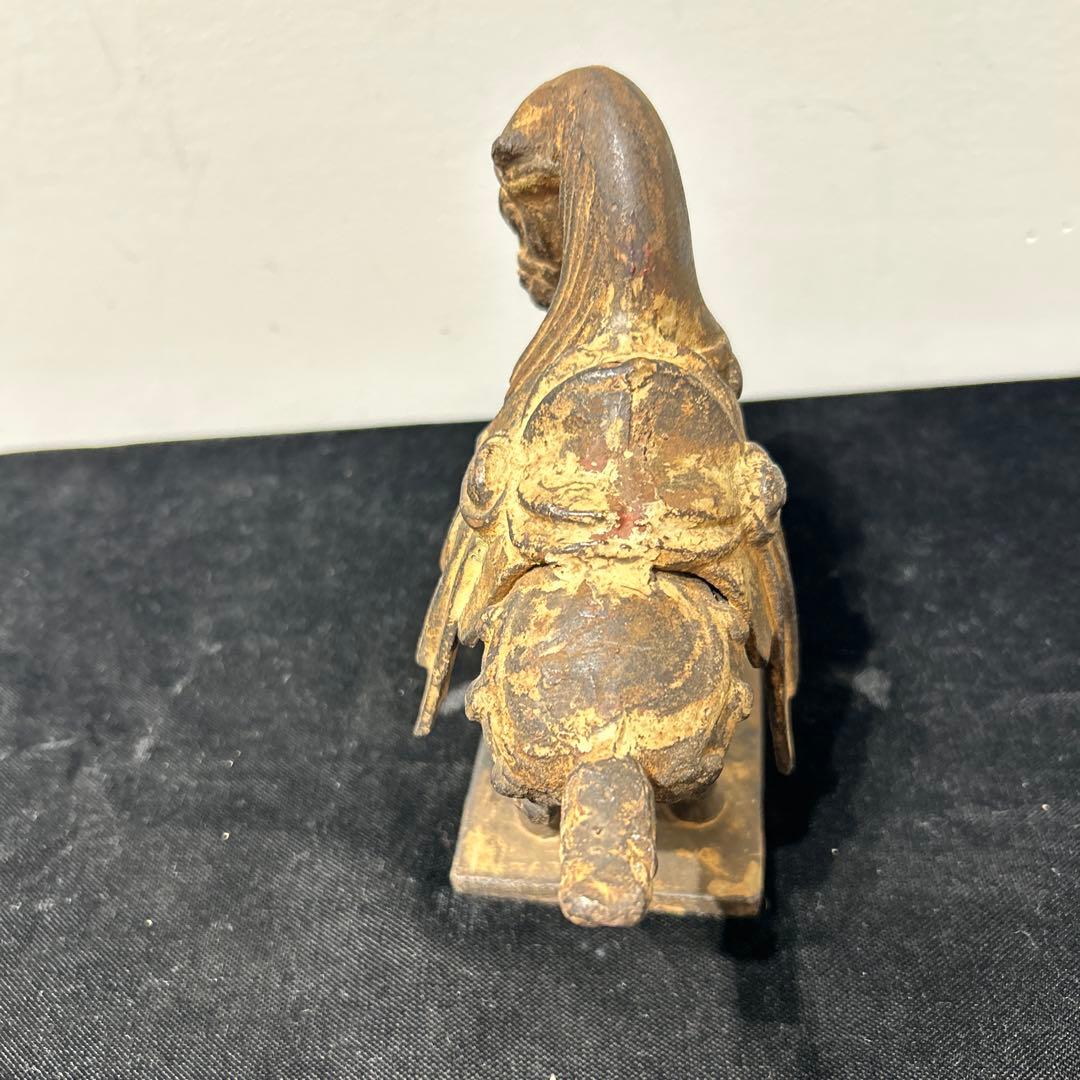 清朝期　紅穂 紅鞍 彫刻文様　清供雅玩　鉄製