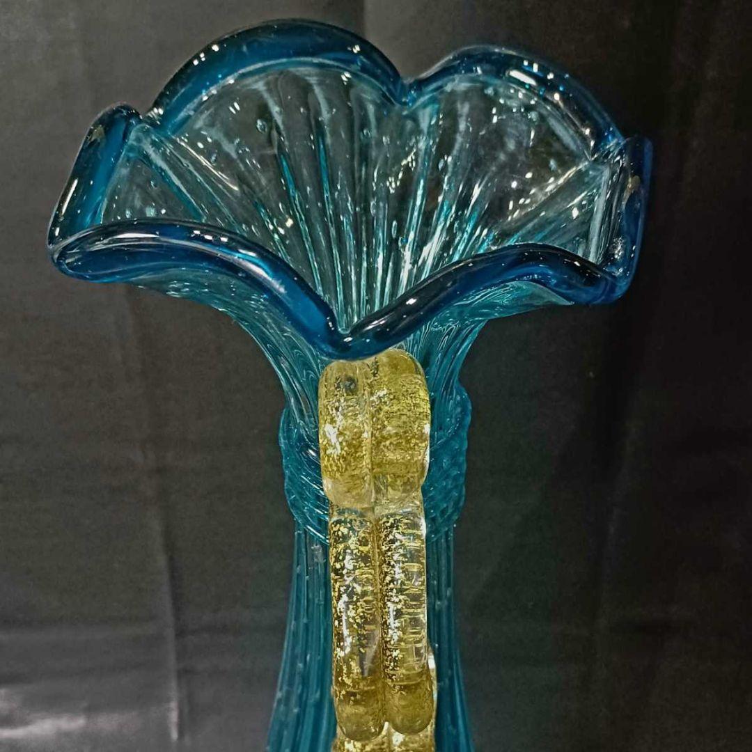 MURANO ムラノ 金彩 コバルトブルー 花器