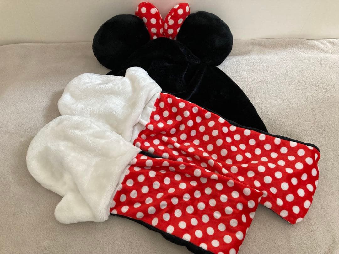 【美品】ディズニー ミニー マフラーファンキャップ