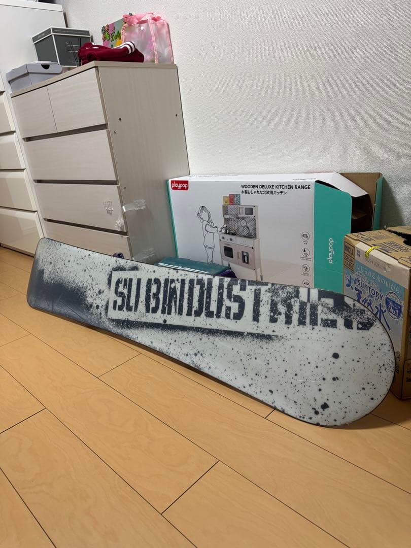 スノーボードビンディング ブーツ付き紫/白