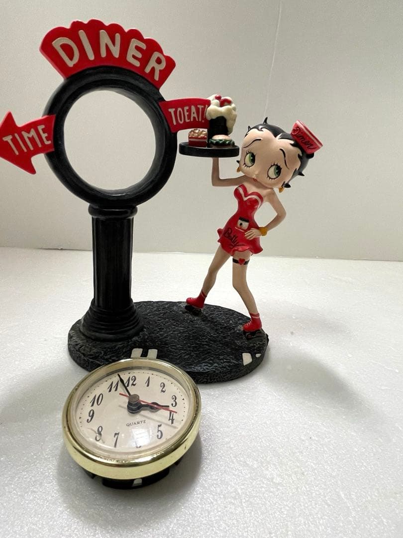 希少‼️レトロ　ベティ•ブープ　ハンバーガー定員　時計付き置物　2003年製
