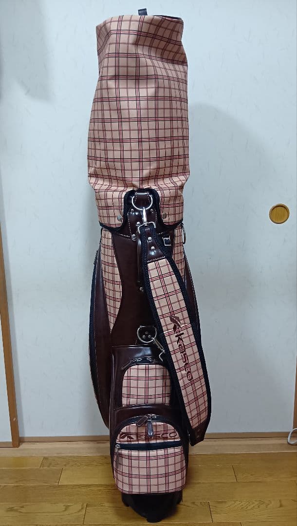 kasco キャスコ キャディバッグ キャスター付 チェック柄 ブラウン