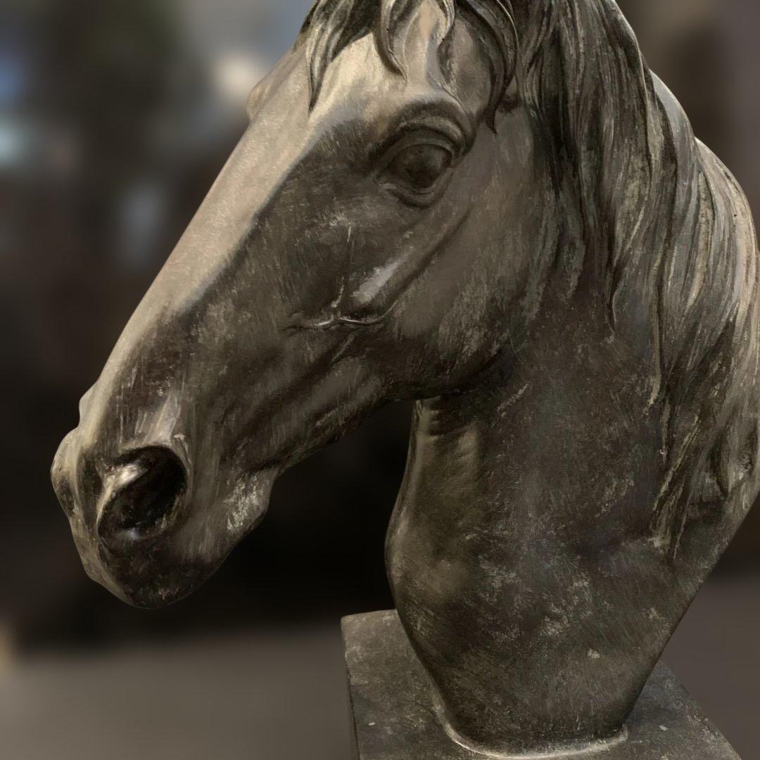 馬 オブジェ 胸像 バストブロンズ風 置物 アンティーク調 VI-130