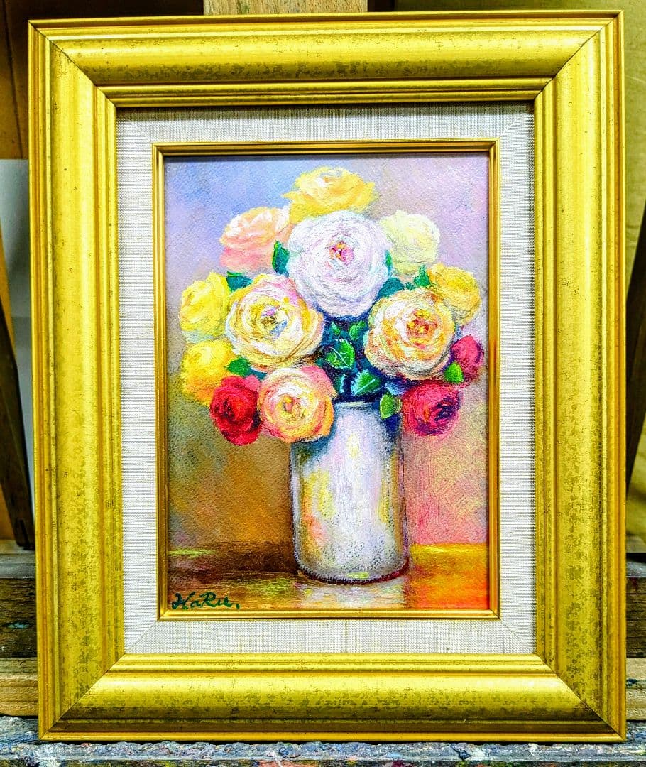 画家haru☆油彩画☆薔薇☆サ厶ホ―ル☆真作、原画、一点物。