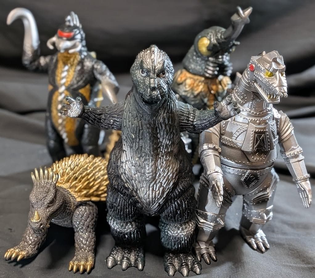 昭和ゴジラ・メカゴジラ・メガロ・ガイガン・アンギラス（バンダイ）ソフビ５体セット