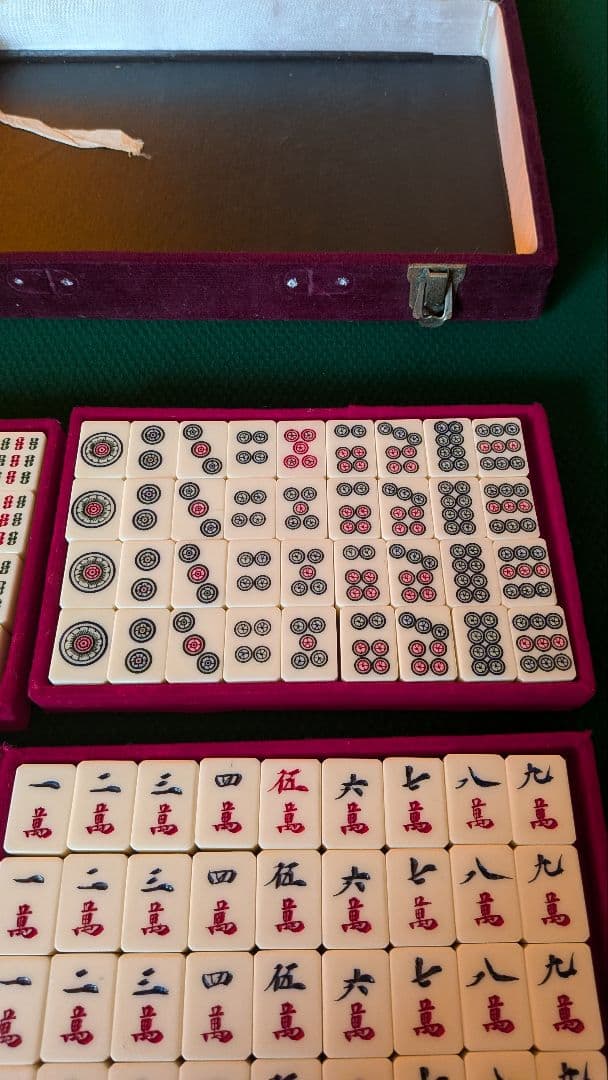 鶴一索　ミズノ丸一　ひまわり　背緑　27mm　＆東京麻雀　竹牌　チップ　セット