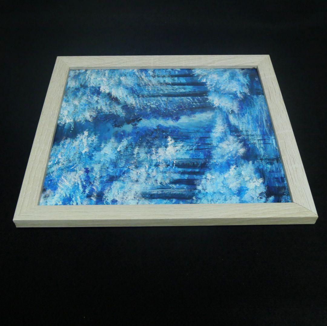 油絵 油彩 油彩画 絵 絵画【冬の森の川】