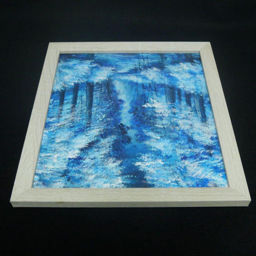 油絵 油彩 油彩画 絵 絵画【冬の森の川】