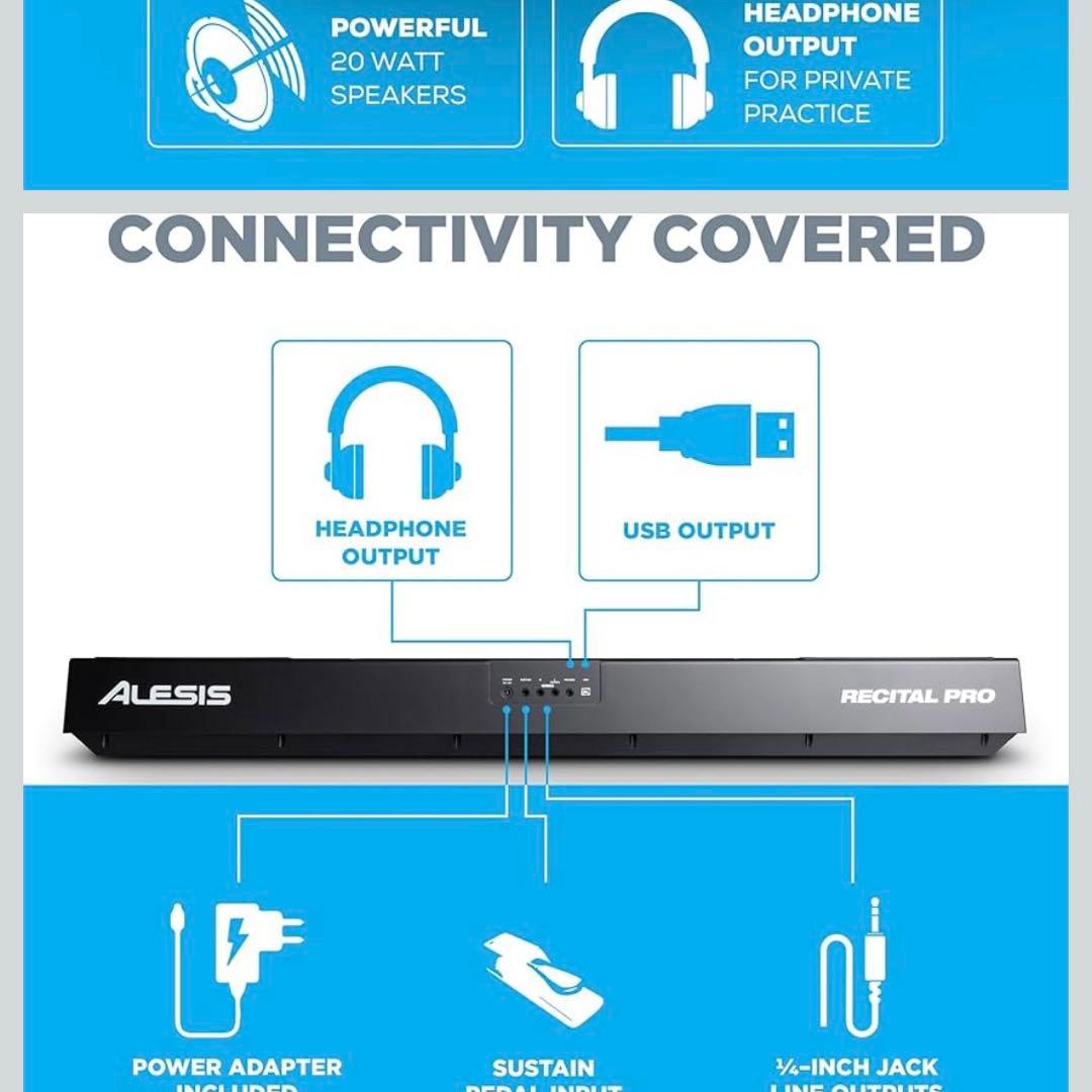 Alesis 電子ピアノ 88鍵盤 ウェイティッドハンマーアクション鍵盤