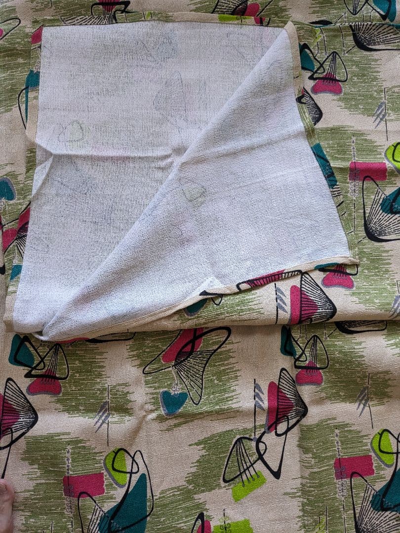 50’ｓ柄カーテン 2枚　ベージュブーメラン２００