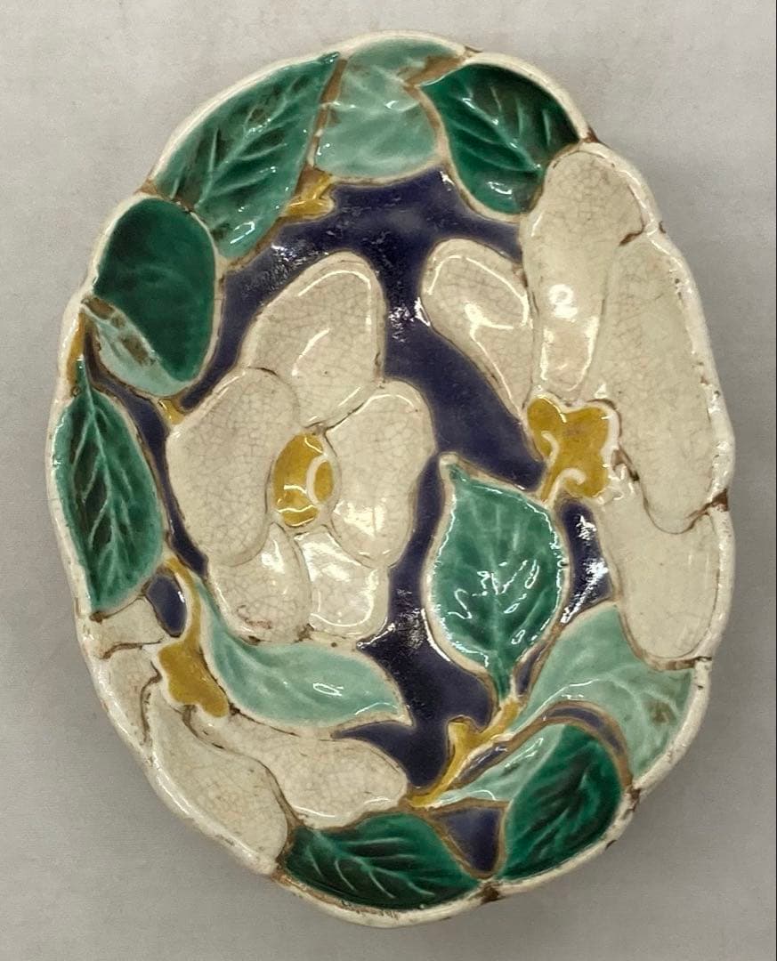 B389b 「椿図皿 5枚」九谷焼　金城製　春日山窯　青木木米　陶器　金沢