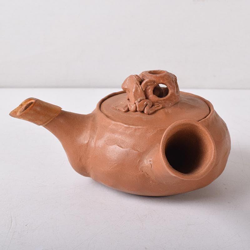 常滑焼　朱泥　蛙摘　横手急須　V　7638