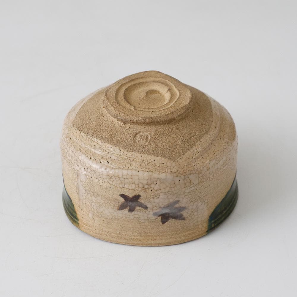 美品 宮地成和 織部焼 茶碗 共箱 栞 人気の美濃焼 織部茶碗