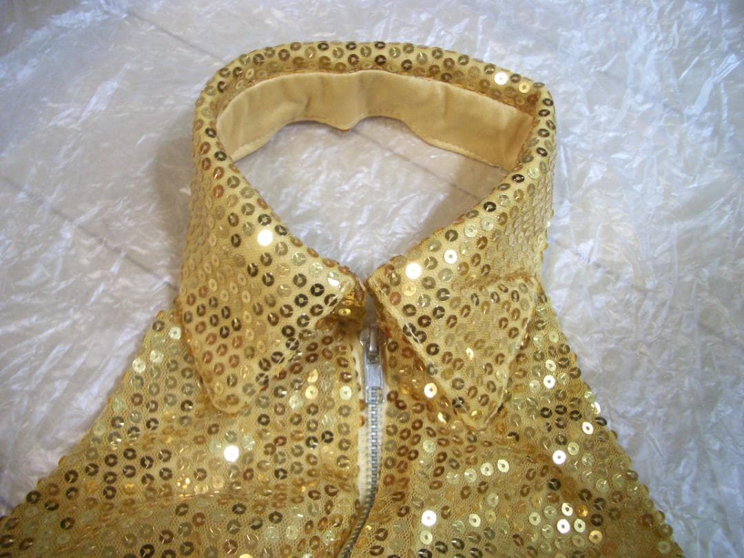 5人分セット　ゴールド　スパンコールつなぎ & BIGサングラス付アフロウィッグ