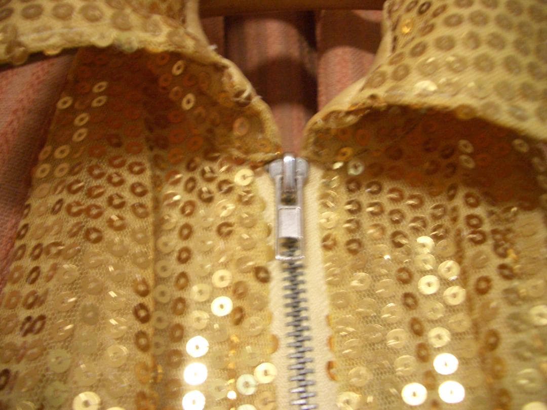 5人分セット　ゴールド　スパンコールつなぎ & BIGサングラス付アフロウィッグ