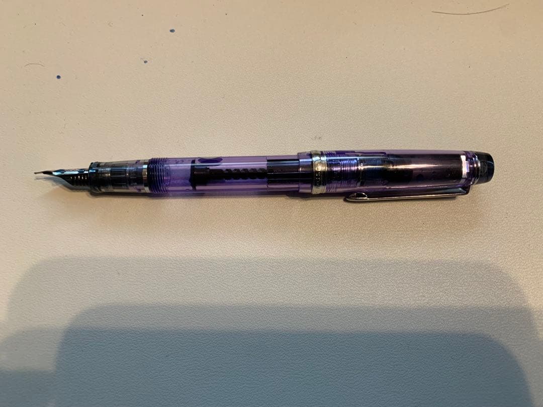 パイロットカスタムヘリテイジ　透明紫色　Ｍ字