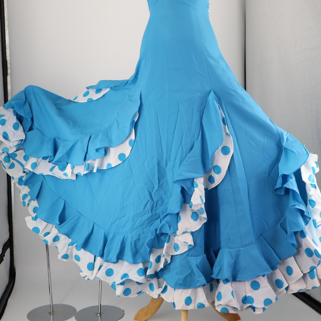 【美品 フラメンコ衣装】スカイブルー×水玉 アトリエ貴美恵 ドレス シージョ