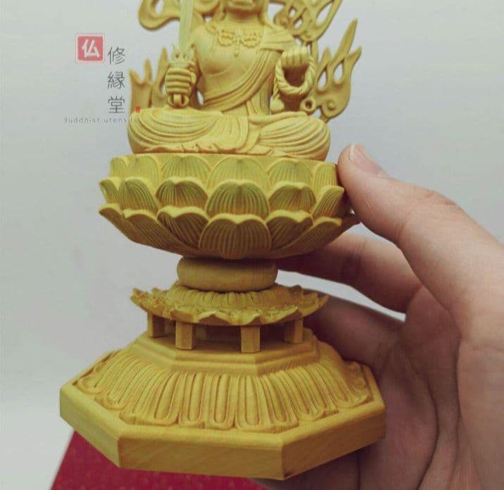 【修縁堂】不動明王 木彫り 不動明王像 仏教工芸品 木彫仏教 精密彫刻