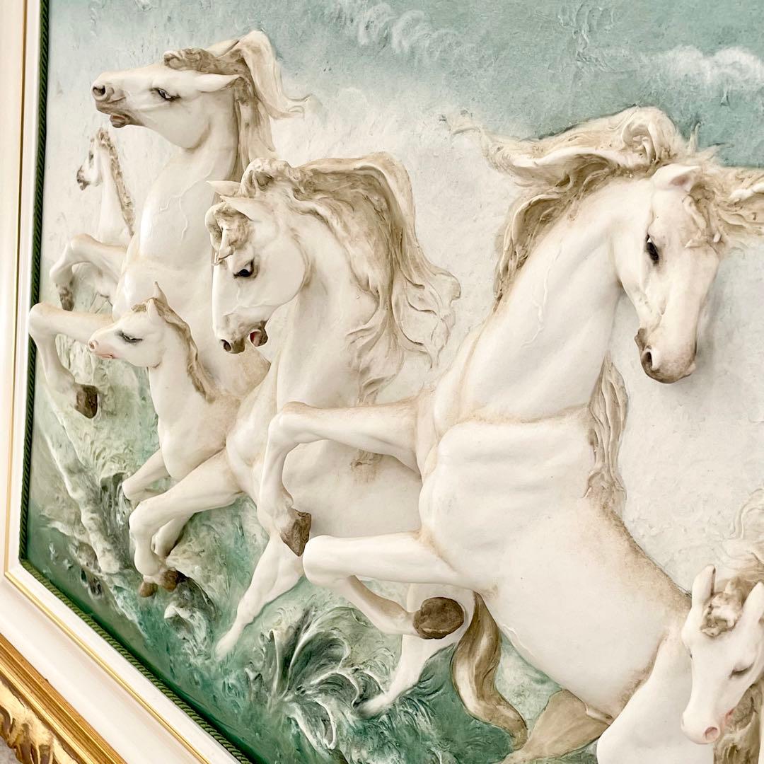 イタリア porcellane PRINCIPE プリンシペ 陶額 白馬 高級