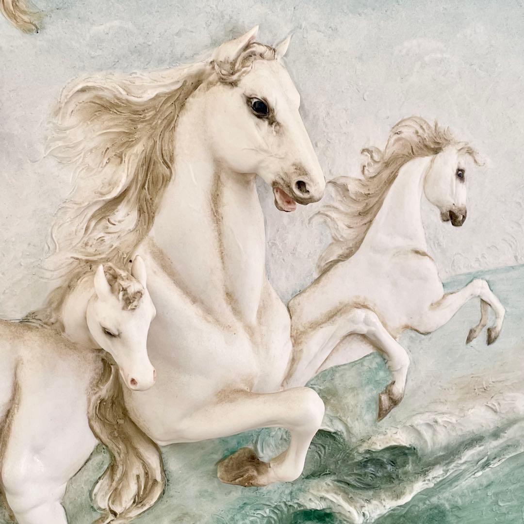 イタリア porcellane PRINCIPE プリンシペ 陶額 白馬 高級