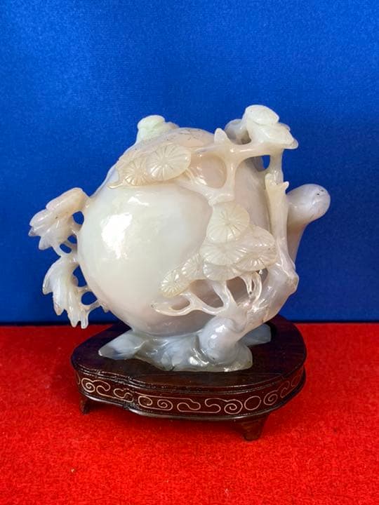 天然瑪瑙　リスと松　置物　飾物　MT-3-