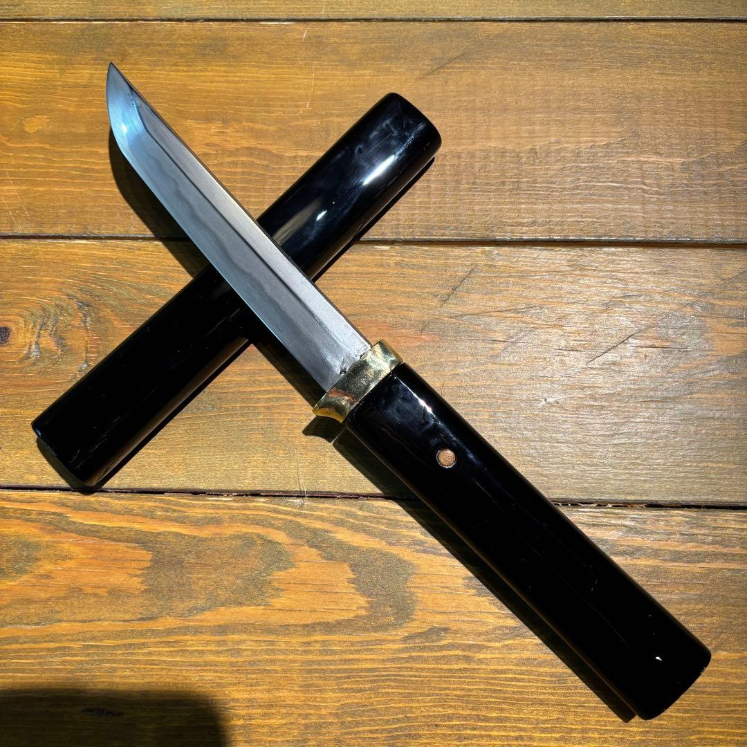 日本刀残欠クラフトナイフNo.62 最上大業物 長曽祢虎徹興里 切先 黒鞘