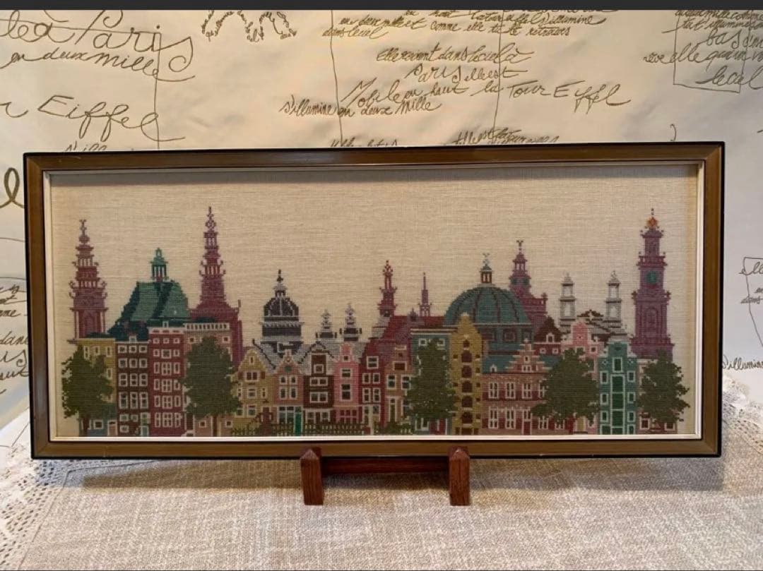 北欧ビンテージ　雑貨　デンマークの街並みとドイツ木製猫2点セットsaku