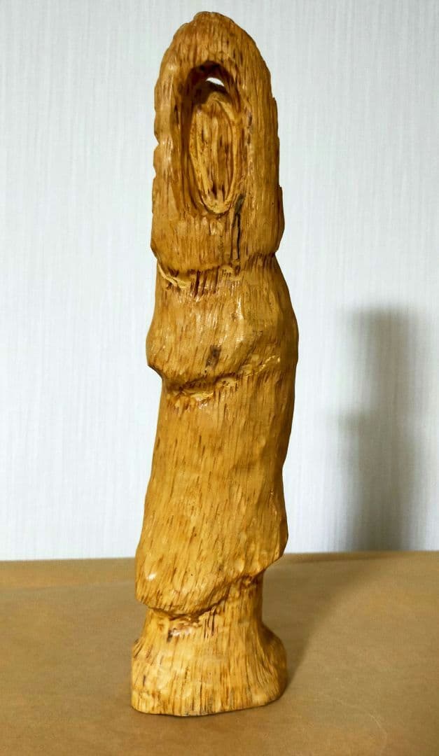 セール　仏教美術工芸品　如意観音菩薩立像　仏像　一本木彫り　つげ柘植木　縁起物