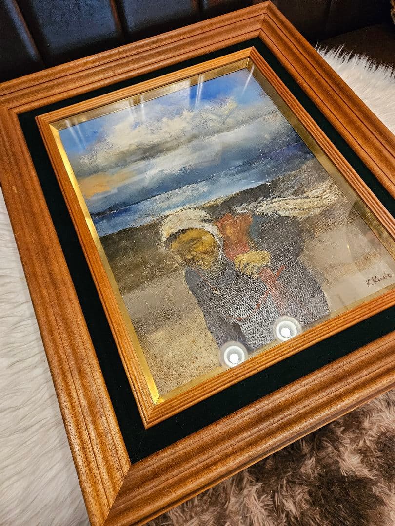 工藤和男「浜の女」油彩 F6号 創元会元会長 労働者の賛歌 一枚の繪 逸品