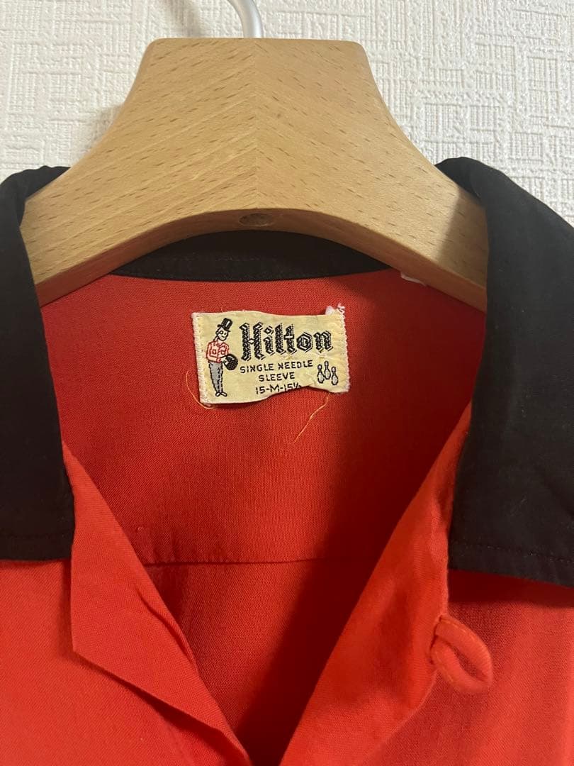 【レッド✖️ブラック】 50s レーヨンボーリングシャツ ヒルトン　Hilton