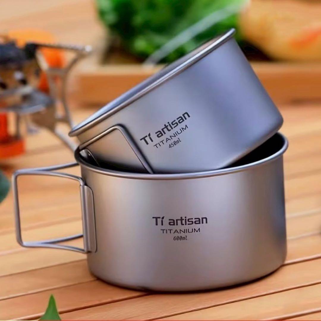 新品 Tiartisan チタン クッカー フライパン マグ 軽量 抗菌 セット