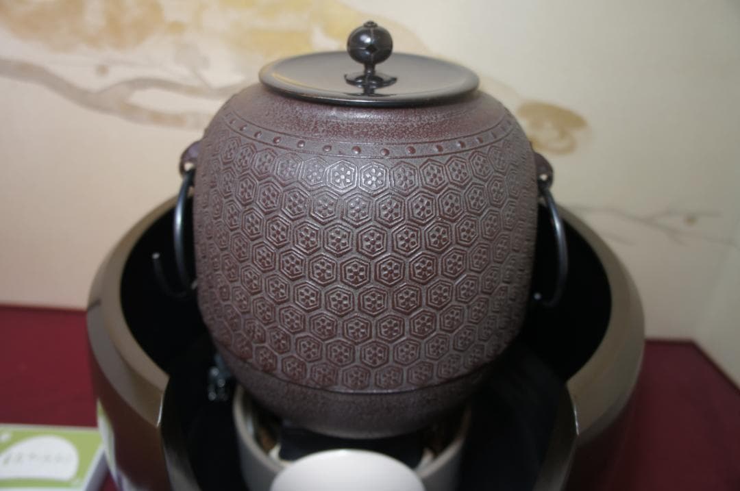 ☆唐銅面取風炉 在銘 棗釜 釜環 電熱器 他フルセット送料込み