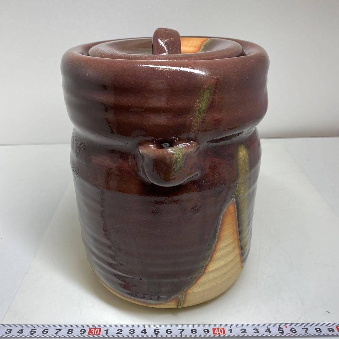 ☆茶3 安田全宏　紫紅彩水指　共箱　高さ約24㎝　東里7-1210①