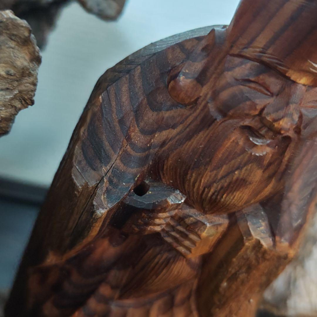 福禄寿 木彫り 天然木 台座付