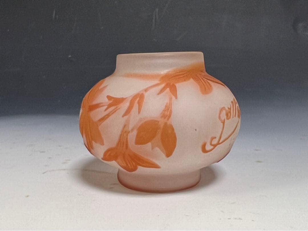 エミール・ガレ草花文 小瓶 被せガラス【本物保証】1900年頃